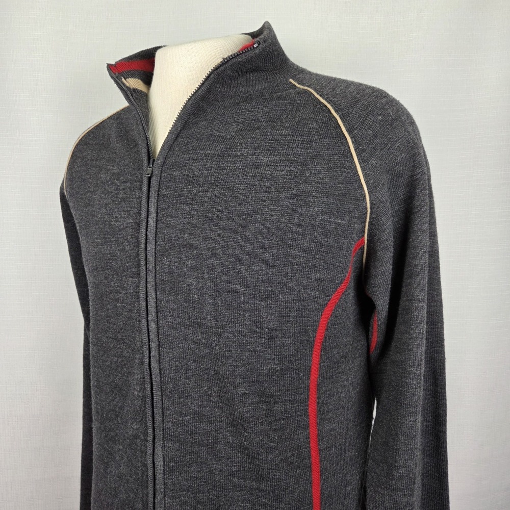 BKE Gray Full Zip Up Cardigan Sweater Men's‎ Medium Grandpacore Preppy Retro